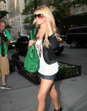 Jessica Simpson shows legs as she arrives at her hotel in midtown Manhattan
